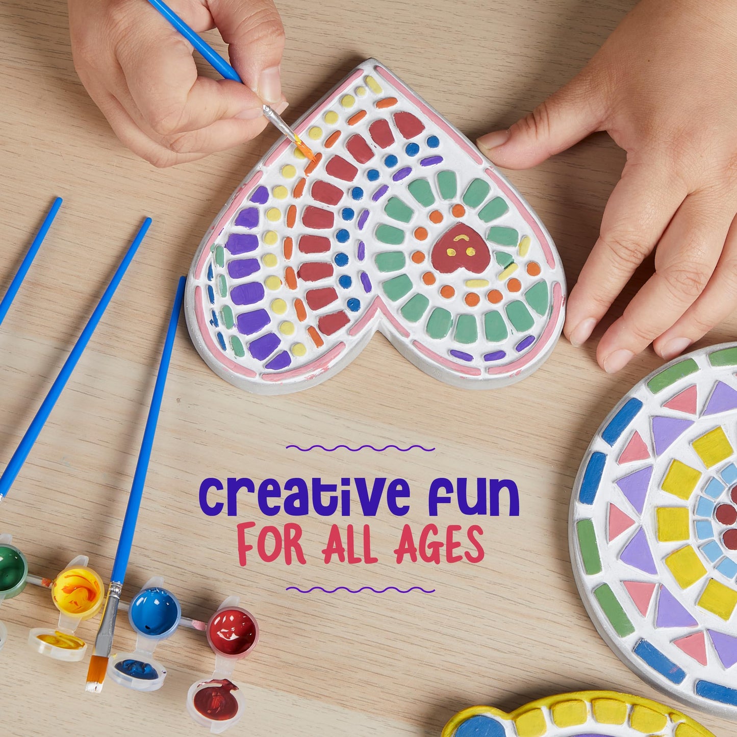 Dan&Darci Stepping Stones Painting Kit for Kids, 5 Paint Your Own Garden Stones with Paints and Brushes, Crafts for Kids Ages 6-8