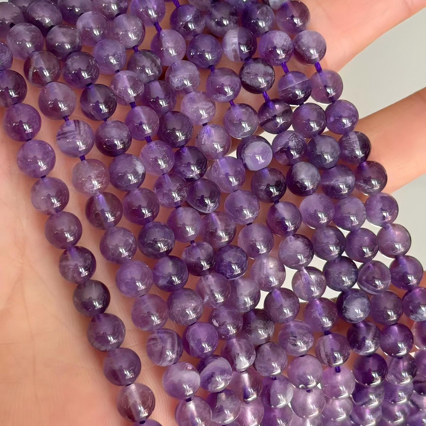 MJDCB Natural Dreamy Amethyst Beads Round Stone Beads DIY Loose Beads for Jewelry Making Beads 15" (6mm)