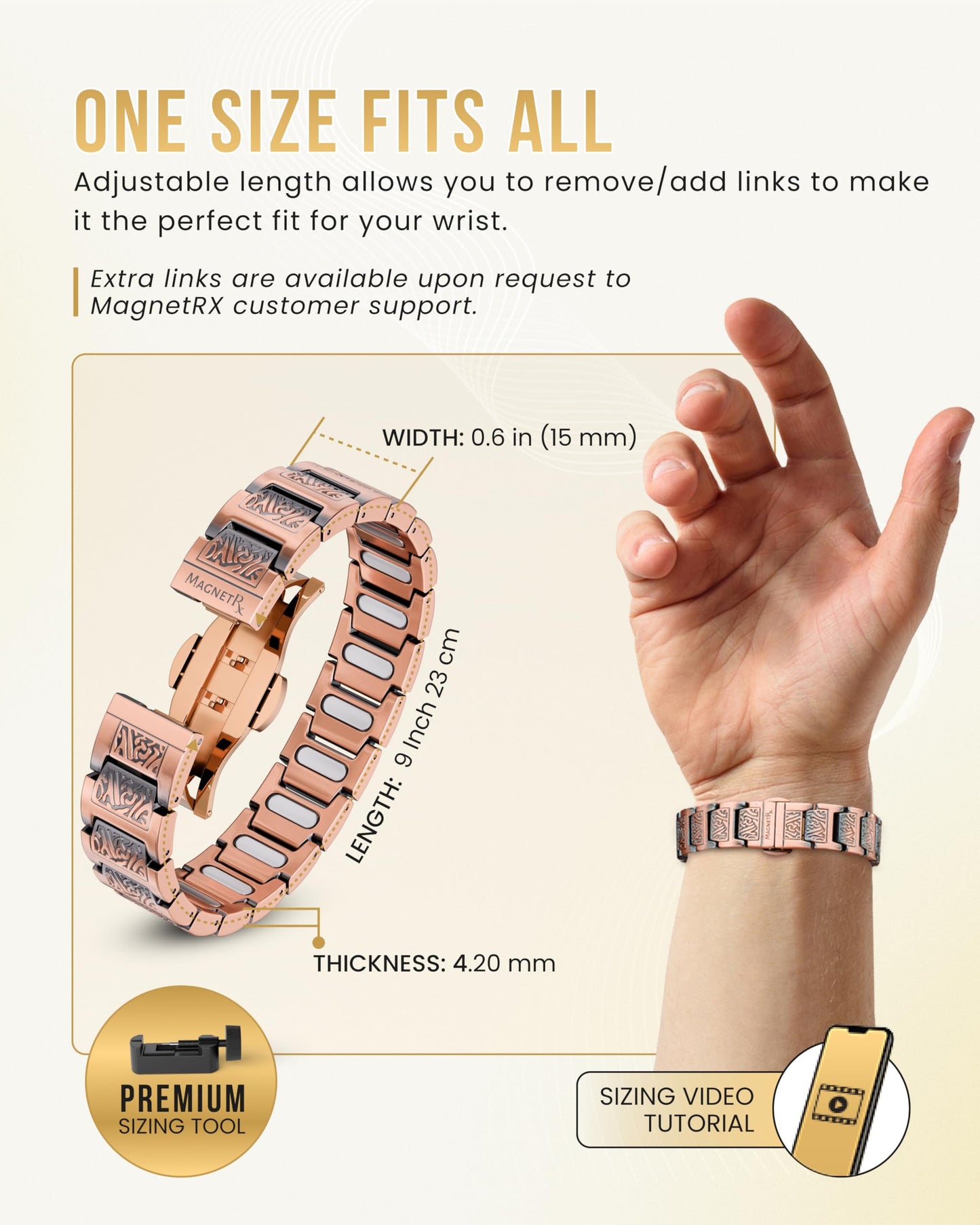 MagnetRX Copper Viking Bracelet for Men EllipseMAX 5X Strength 5,000 Gauss Magnets - Premium Adjustable Mens Copper Bracelet with Magnets (Viking Style)