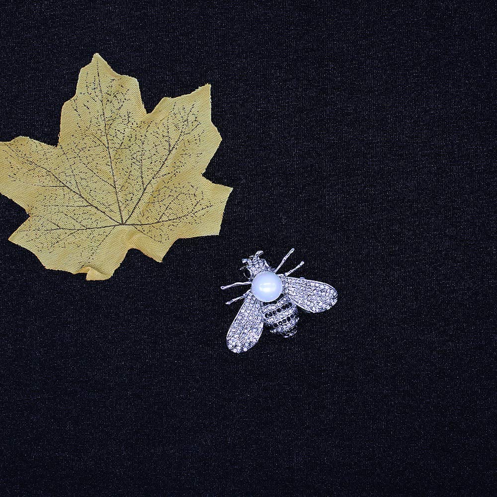Honey Bee Brooches Crystal Insect Themed Bee Brooch Animal Fashion Shell Pearl Brooch Pin Platinum Tone