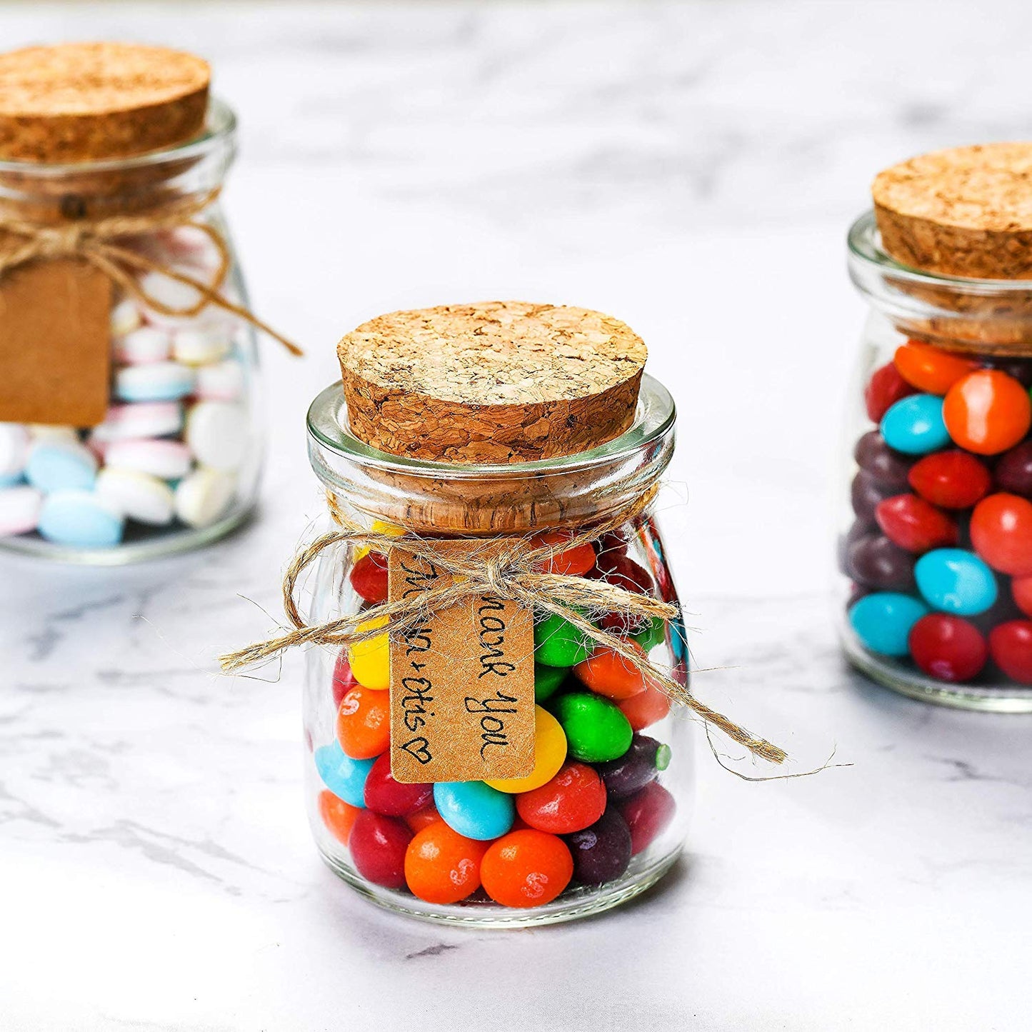 Otis Small Glass Bottles - Mini Jars w/Cork Stoppers - Round 100ml Mason Jars for Crafts, Candle Holders & Potion Bottles – 12 Pack