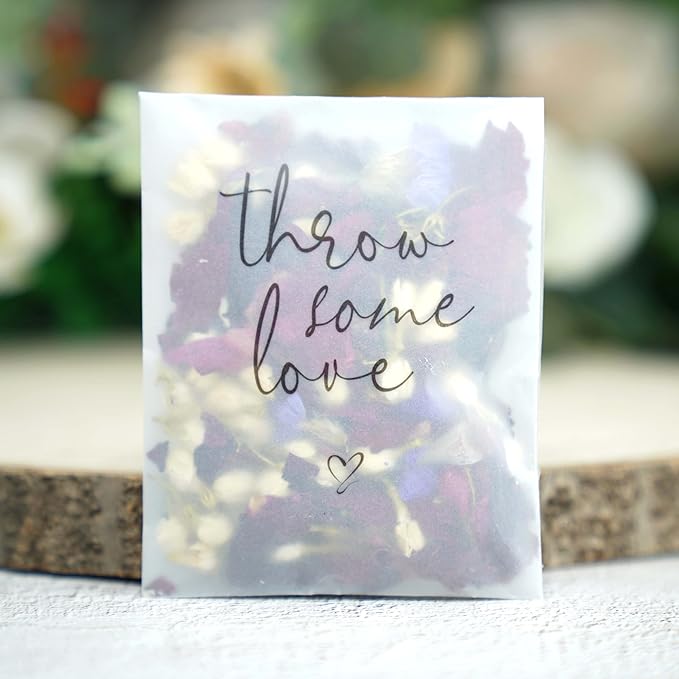 Rainbow Pana 50 Pack Prefilled Confetti Packets | Biodegradable Confetti, Dried Flower Petals | Real Flower Petals to Throw at Wedding, Glassine Bags Rose Petals Wedding Send Off Ideas