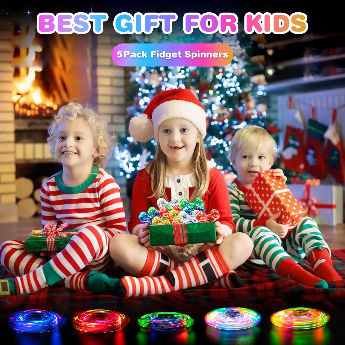 FIGROL 5 Pack Fidget Spinner, Light Up Fidget Spinners for Kids-Glow in The Dark Fidget Toy Party Favors Goodie Bag Stuffers Classroom Prizes