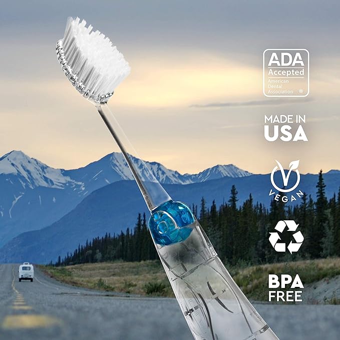 Radius Tour Travel Brush & Case with Replaceable Brush Head ADA Accepted Toothbrush Improve Gum Health - Purple - Pack of 1