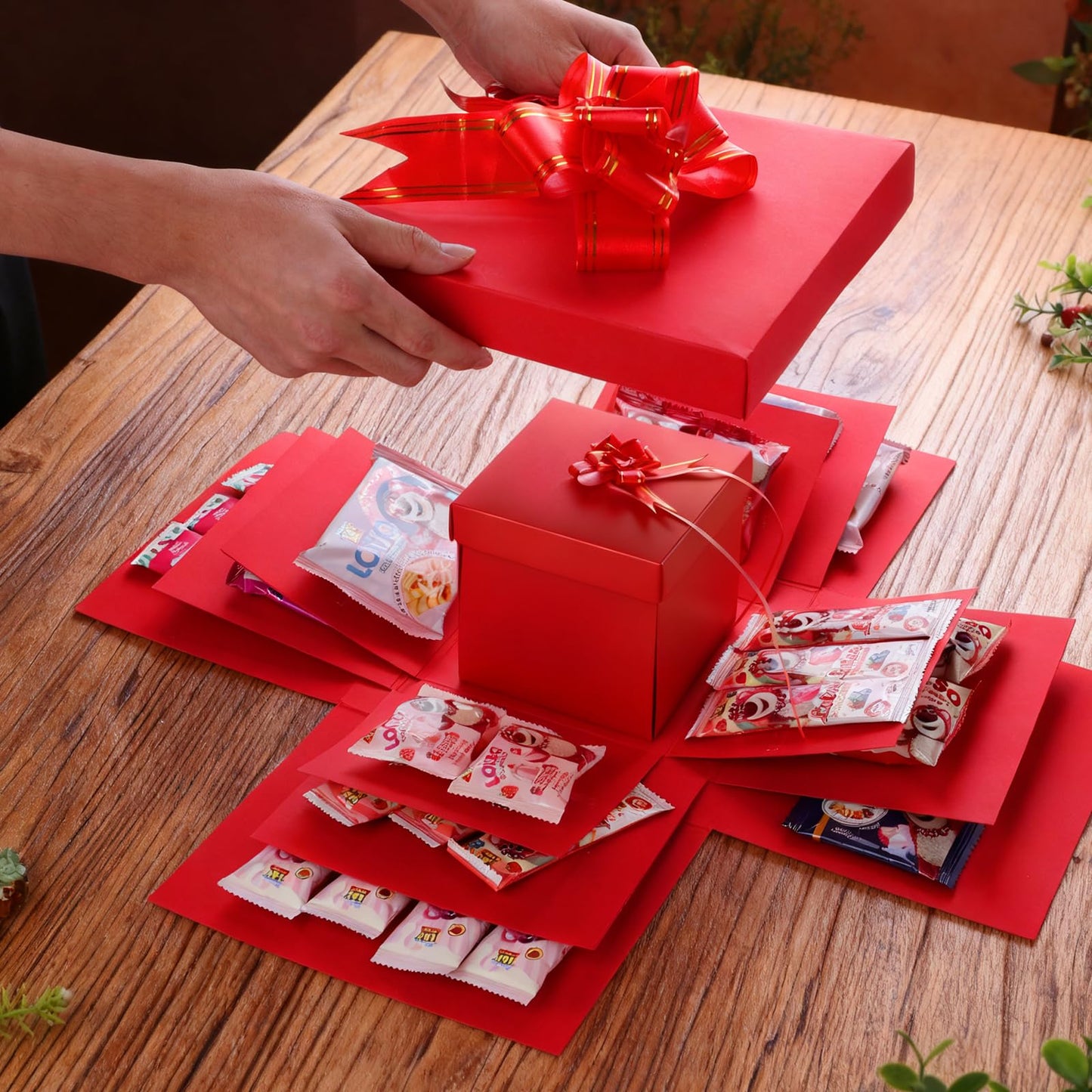 Making gift-giving even more memorable: Creative Explosion gift box, Surprise gift box explosion, Surprise box, Gift wrap box. 5-Layer DIY gifts, a Fun & Thoughtful & Meaningful gift for kids, man, women. (Red)