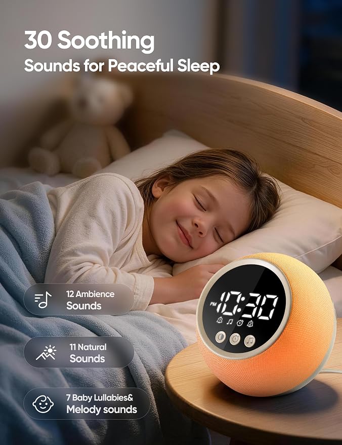 Sunrise Alarm Clock with Sound Machine, Wake Up Light, Dual Alarms
