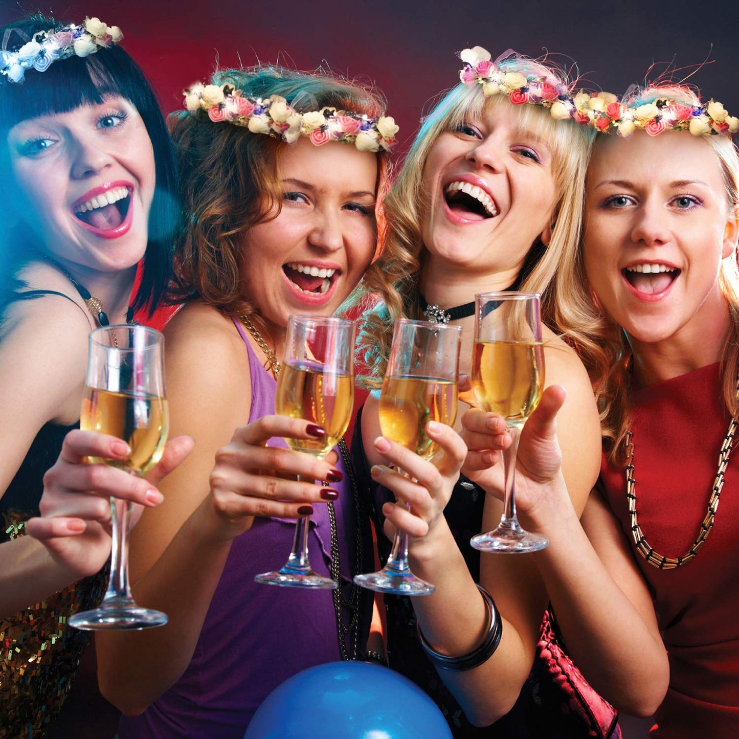 Novelty Place 4 Pack Light Up Flower Headband - LED Floral Head Crown for Wedding, Festival and Party - 4 Pieces
