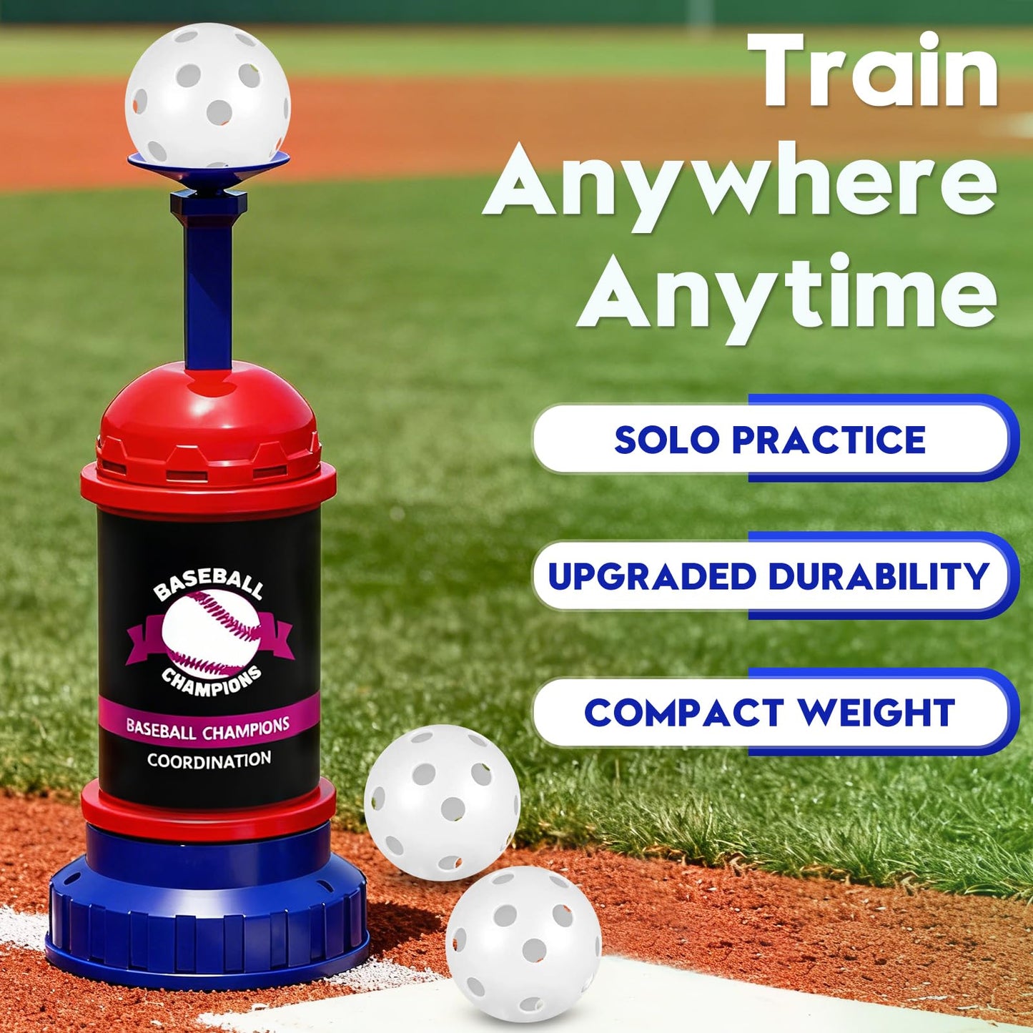 Tulywood Baseball Training Tee Ball Popper,Pop Up Baseball Trainer,Hitting Tee for Perfect Swings,Batting Machine for Practicing Hitting Without a Pitcher