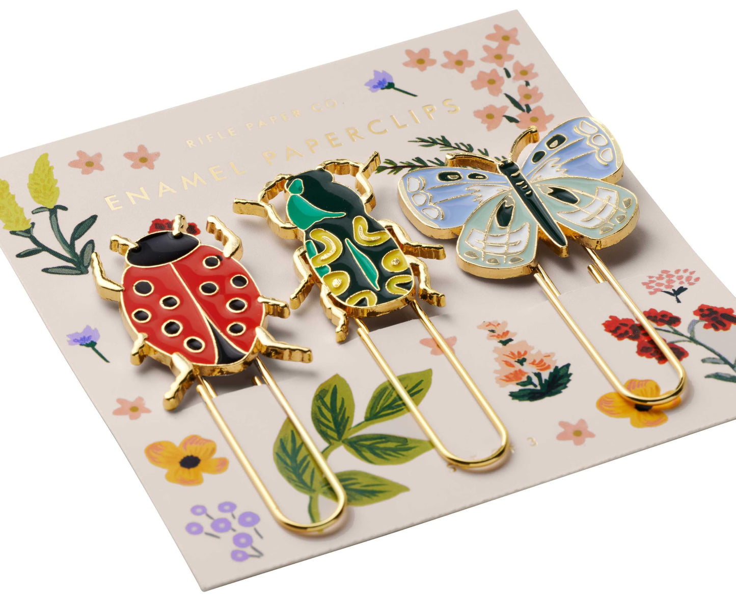 RIFLE PAPER CO. Curio Enamel Paper Clip Set, Use for Organizing, Decorating and More for Important Documents, Designed with Both Style and Function in Mind