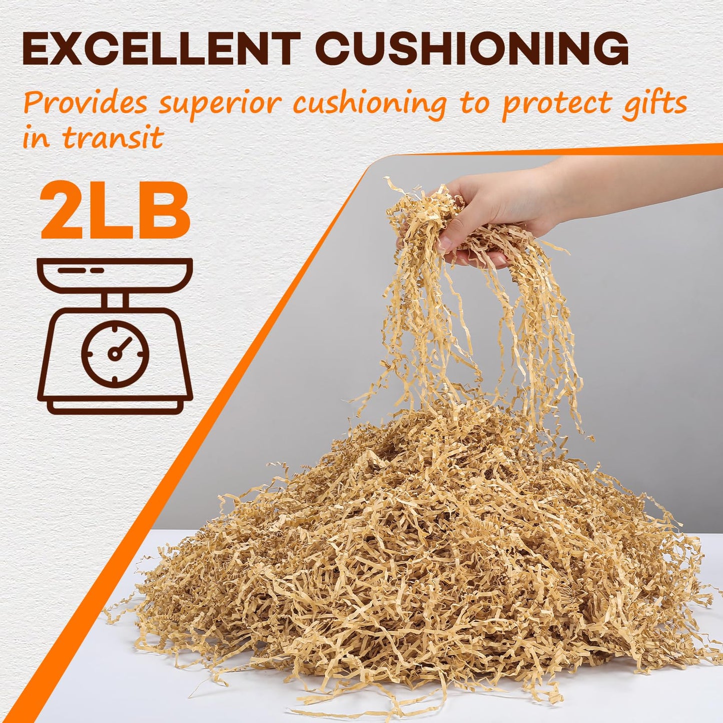 RowinsyDD 2LB Kraft Crinkle Paper Filler, Brown Cut Shredded Paper for Gift Baskets Packaging Wrapping Cushion Stuffing Box Filler for Easter Christmas Wedding Birthday Bridesmaid