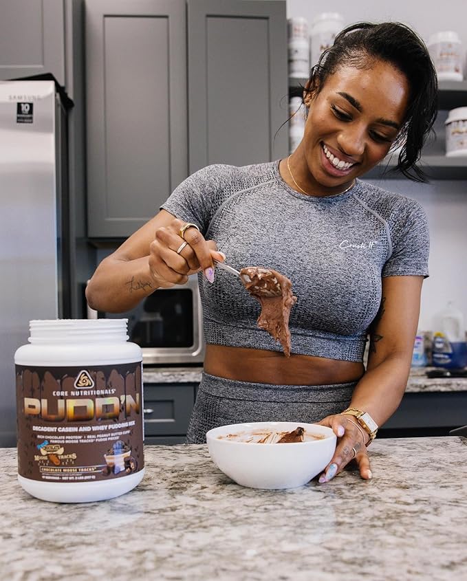 Core Nutritionals Pudd'n, Decadent Protein Pudding Mix, Full Disclosure Casein Blend, Sustained Release, 20G Protein, 27 Servings (Cookie Dough'n Cream, 2 lb)