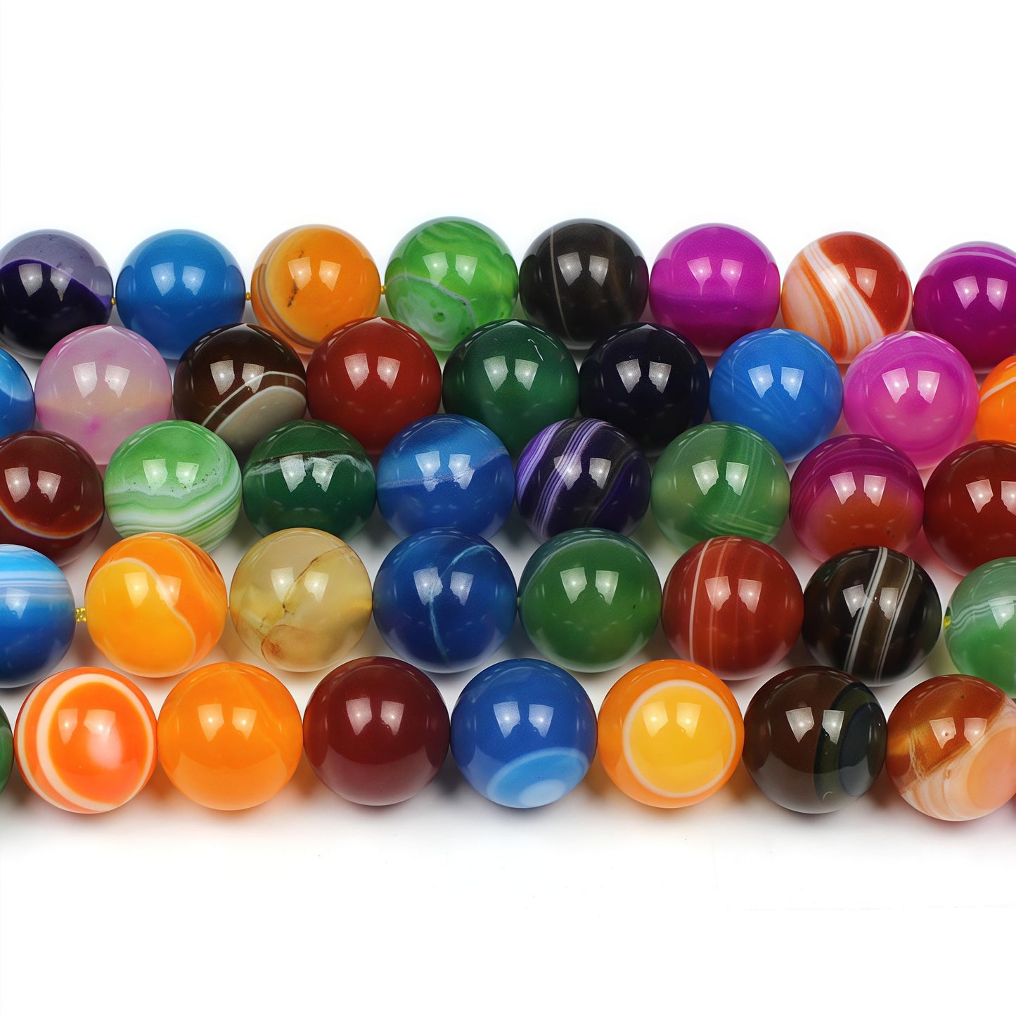 MJDCB Natural Multicolor Stripe Agate Beads Round Loose Beads for Jewelry Making DIY Bracelet Necklace (6mm)