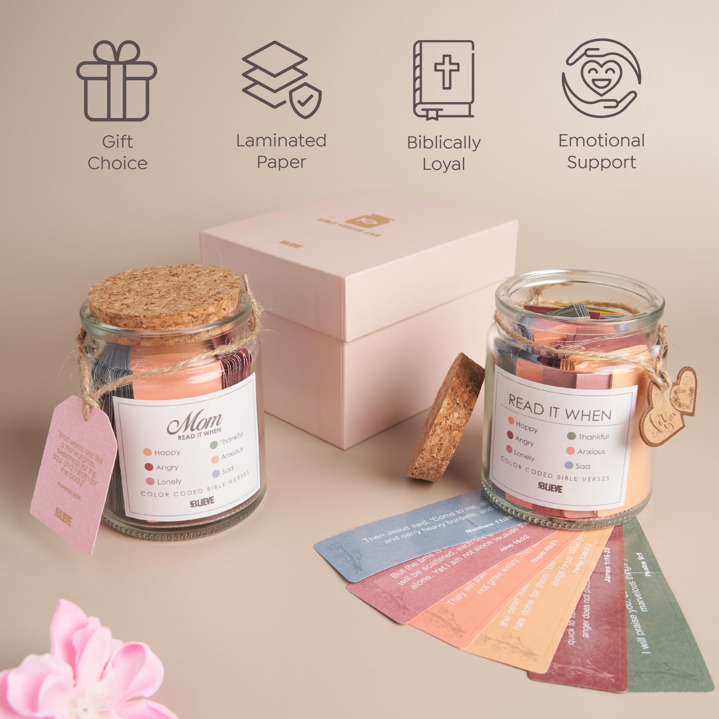 BLIEVE- Read Me When Bible Verses Jar For Women, Mothers Day Gifts For Mom, Birthday Inspirational Christian Gift