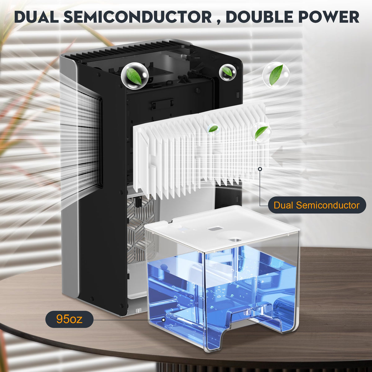 Dehumidifier 1000 Sq Ft 95 oz Tank with Sleep Mode