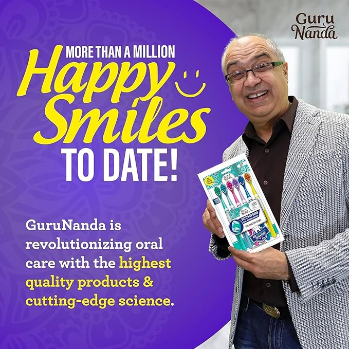 GuruNanda Butter On Gums Toothbrush, ADA Accepted, with 8000+ Ultra Soft Softex Bristles for Sensitive & Receding Gums, Perfect for Whiter Teeth, 6 Ct (Pack of 4)