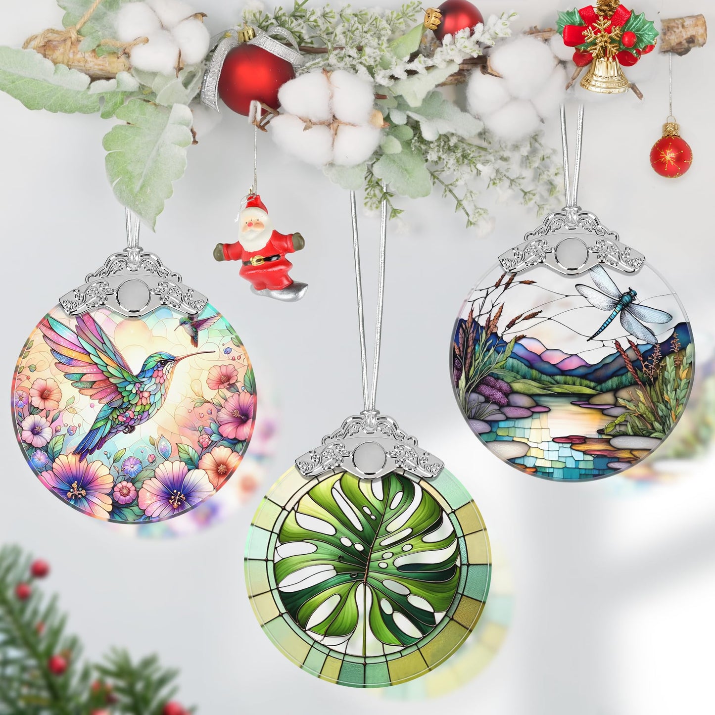 Monstera Leaf Stained Glass Ornament - Christmas Tree Decorations, Holiday Presents, Gift Exchange Ideas