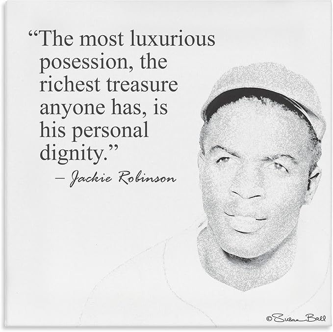 Stupell Industries Personal Dignity Jackie Robinson Quote Black and White Canvas Wall Art, 17 x 17, Multi-Color