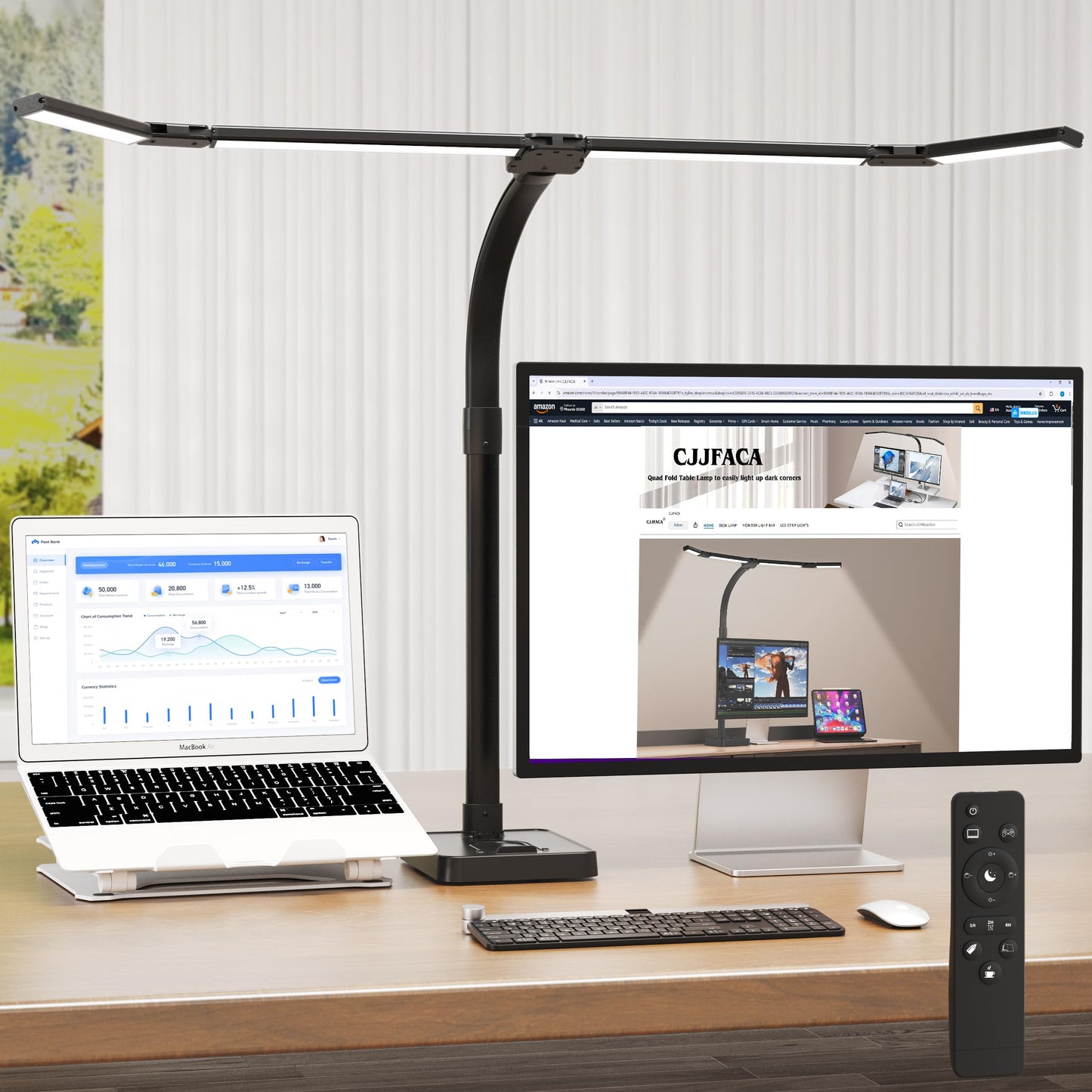 CJJFACA desk lamp for home office，Architect Led Desk Lamp with 25 Lighting Modes Adjustable Flexible Gooseneck, 24W Ultra Bright Task Lamp with Atmosphere Lighting（Black Desktop)
