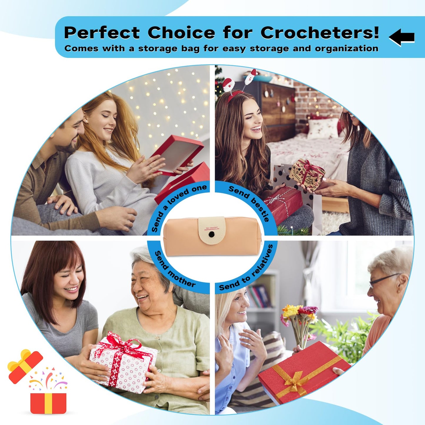 Mayboos 14 Sizes Crochet Hook Set, Large Crochet Hooks Yarn Needle Kits Knitting Needles with Ergonomic Handles for Beginners