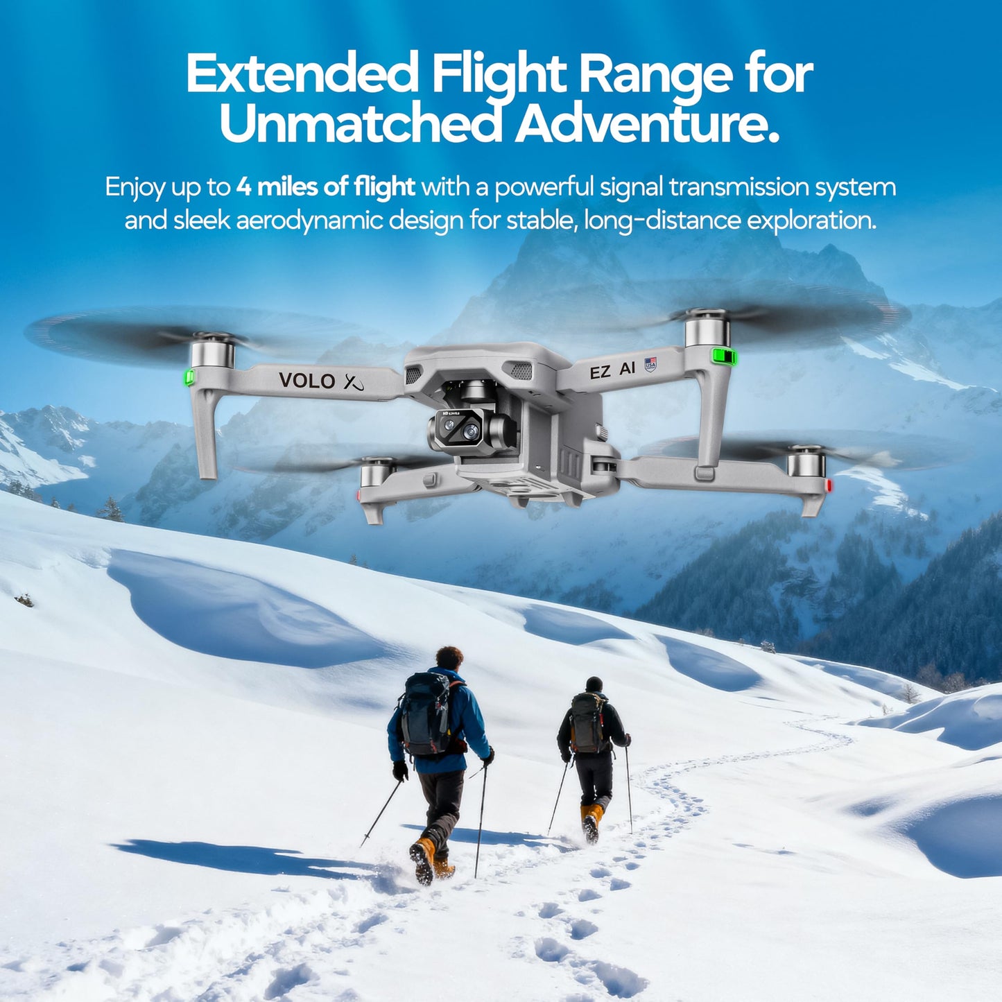 DCX Volo X EZ AI Drones – Drones with Camera for Adults 4k AI-Assisted Flight Control – FAA Approved Drone 4k Camera, 360° Obstacle Avoidance, U.S. Support – Beginner Drone for Adults