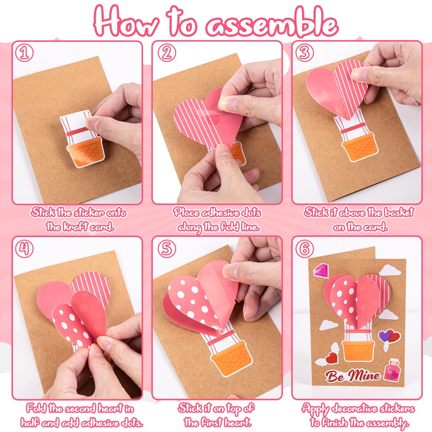 80UncleKimby 28Sets Valentines Day Crafts Card Making Kit DIY 3D Heart Cards with Envelopes Conversation Hearts Arts Craft Classroom Exchange Party Favors Bulk Supplies