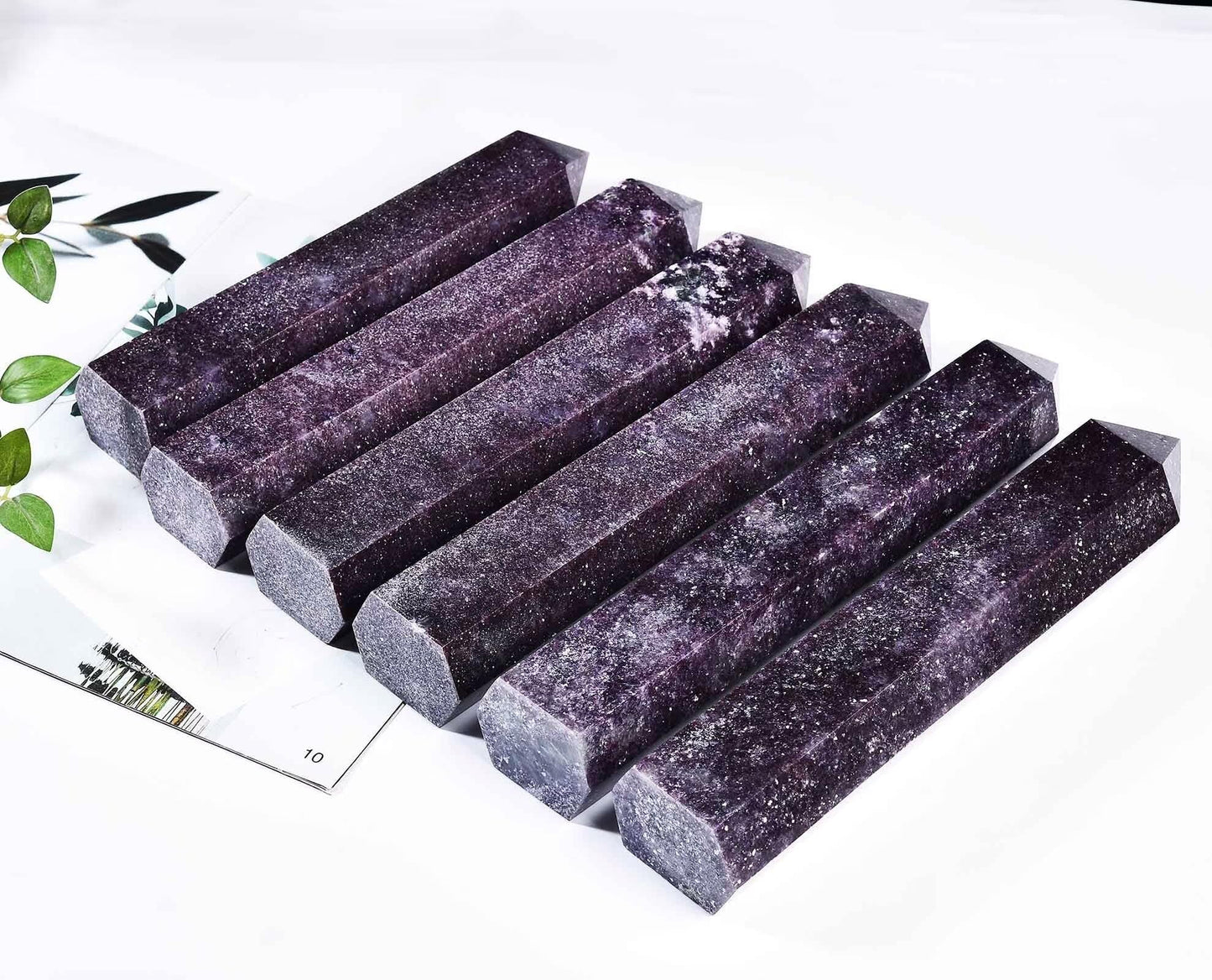 AMOYSTONE Large Lepidolite Stone Wand Healing Crystal Obelisk Tower 6 Faceted Column Reiki Chakra Meditation Therapy 2.2-2.6 LBS