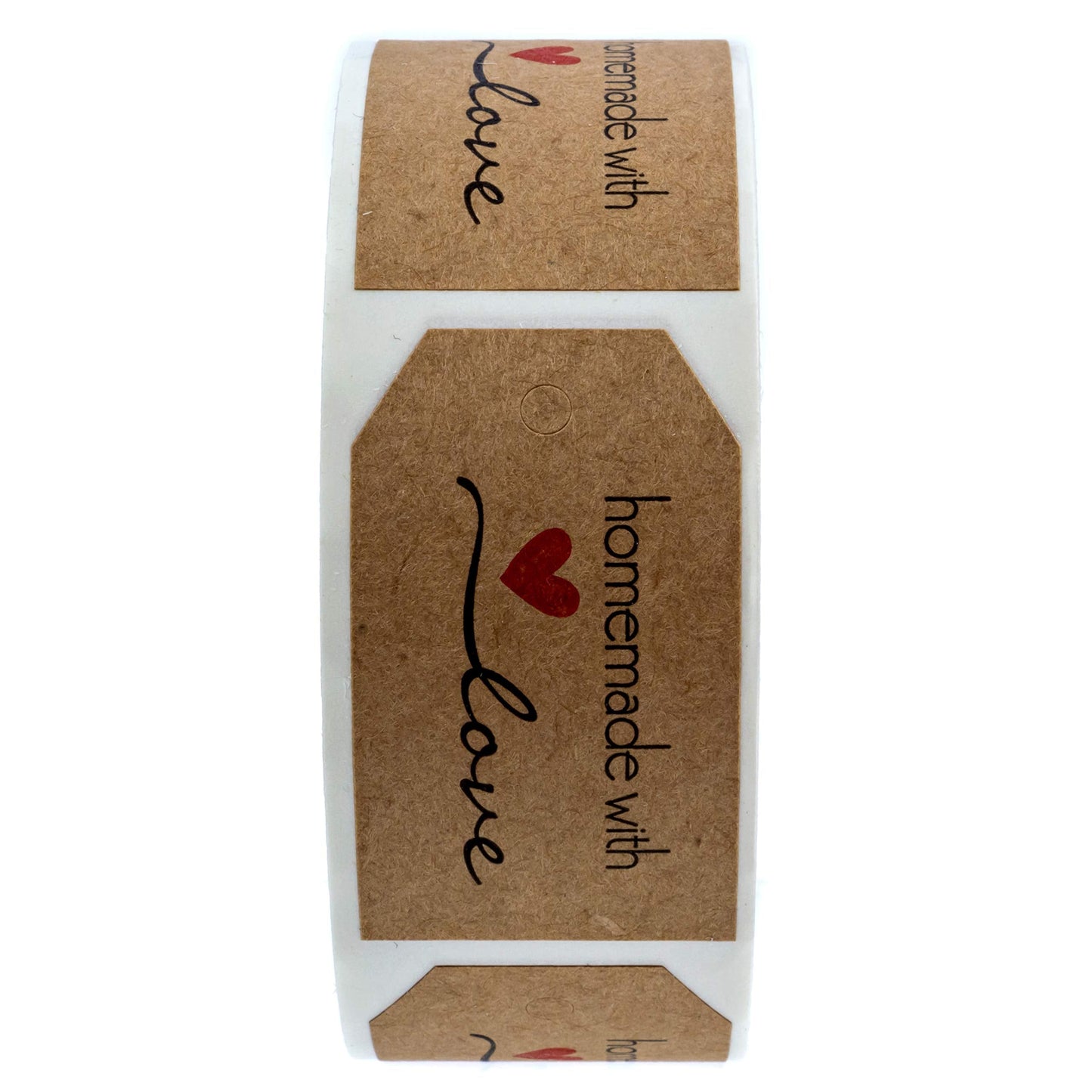 1.15" x 2" Natural Brown Kraft Homemade with Love Gift Tag Stickers / 500 Present Labels/Small Business Decals