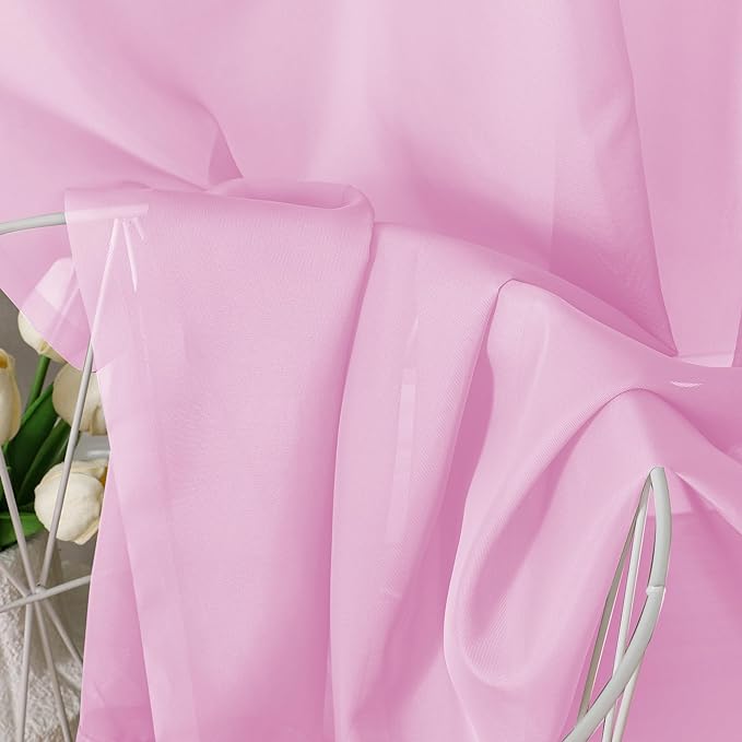 Aiyufeng Light Pink Sheer Curtains 84 Inches Long 2 Panels Set, Semi Transparent Voile Rod Pocket Sheer Window Drapes for Bedroom Bed Canopy Living Room Dining Wedding Party Backdrop, 40W x 84L inch