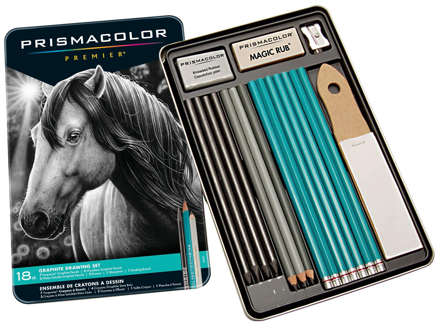 Prismacolor Premier Graphite Drawing Pencils With Erasers & Sharpeners, Adult Coloring, 18-Piece Set