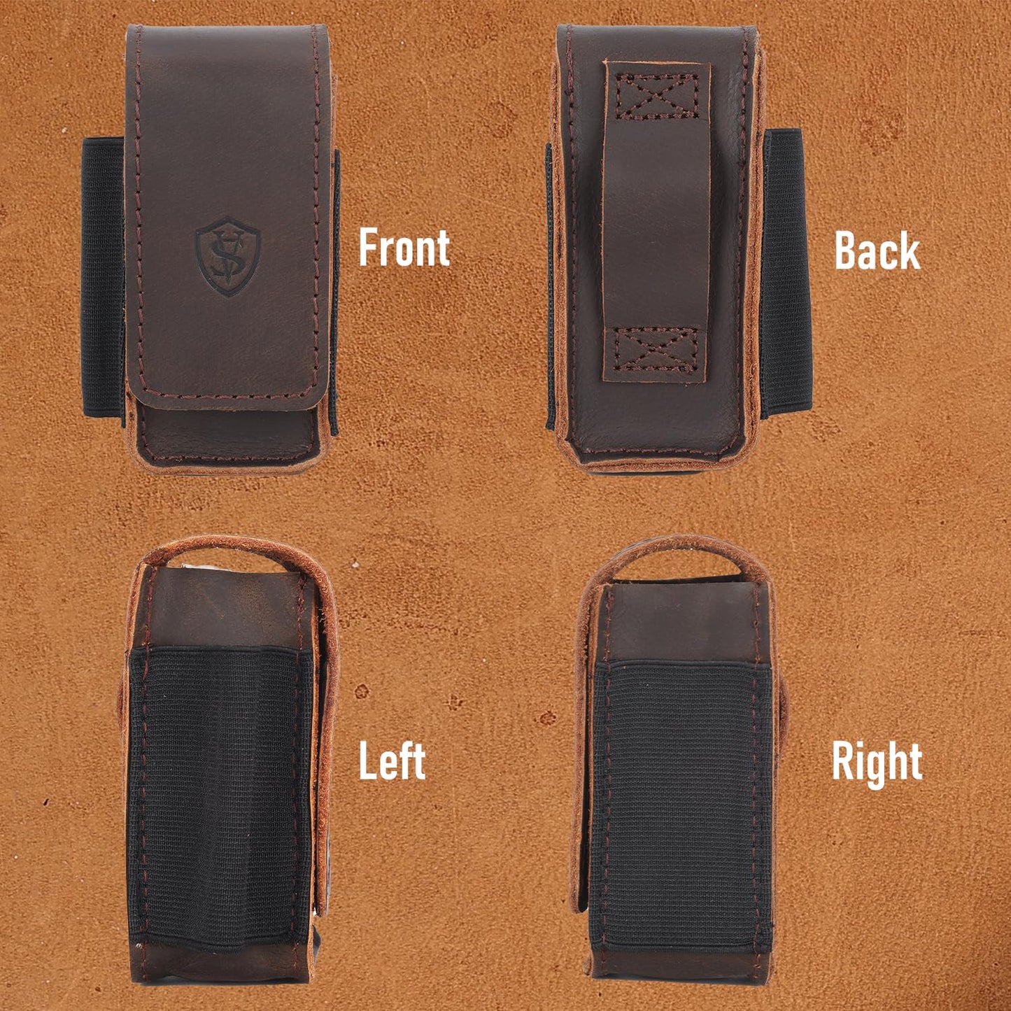 STAR VISTA Armando-2 Full Grain Leather Multitool Belt Pouch, Multi Tool Sheath, EDC Tool Holster for Flash Light, Tactical Pen, Heavy-Duty Stitching, Gift for Men, Dark Brown
