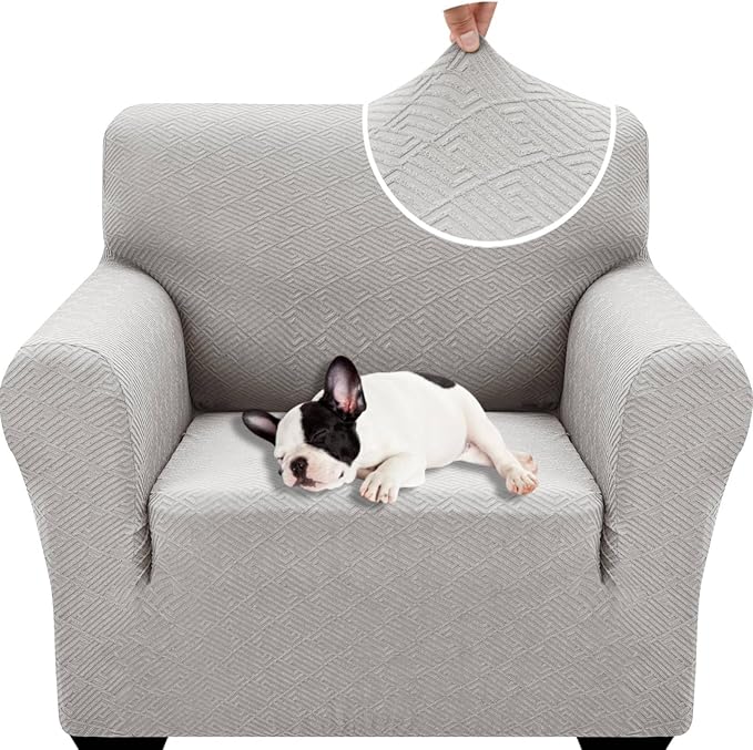 XINEAGE 2026 New Stretch Armchair Covers 1 Piece Chair Slipcovers Chair Protector for Living Room Thick Soft Chair Cover with Elastic Bottom Couch Cover for Pets Kids (31"-46", Silver Grey)