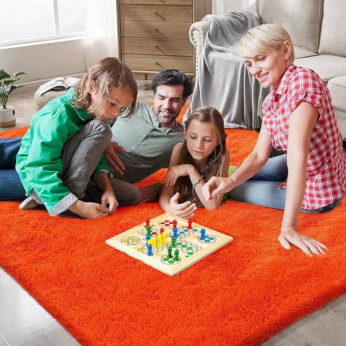 Orange Shag Area Rugs for Bedroom Living Room,6X9 Ultra Soft Fluffy Area Rugs for Dorm, Indoor Carpet Nursery Rugs for Kids Room Home Halloween Decor