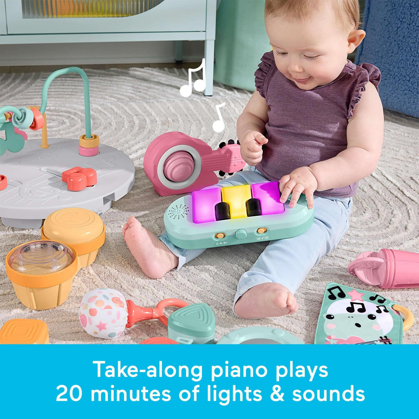 Fisher-Price Baby to Toddler Toy 3-in-1 Musical Moments Activity Center & Play Table with Music Lights & Developmental Activities