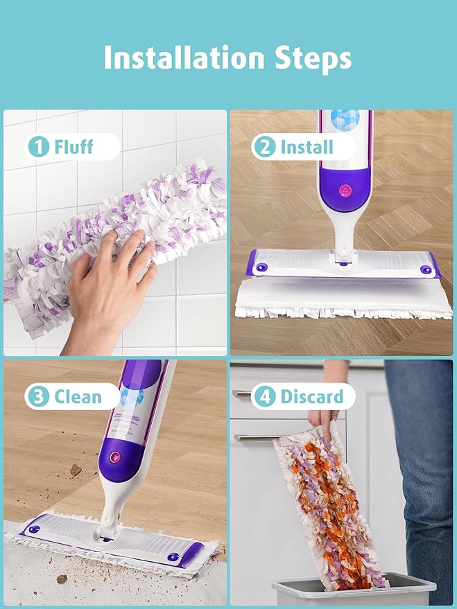 AIR U+ 36 Pack Disposable Power Mop Pads Refills for Swiffer Power Mop, Unscented 14-Layer Thickened Multi-Surface Replacement Mopping Refills Pads for Floor Surface Cleaning