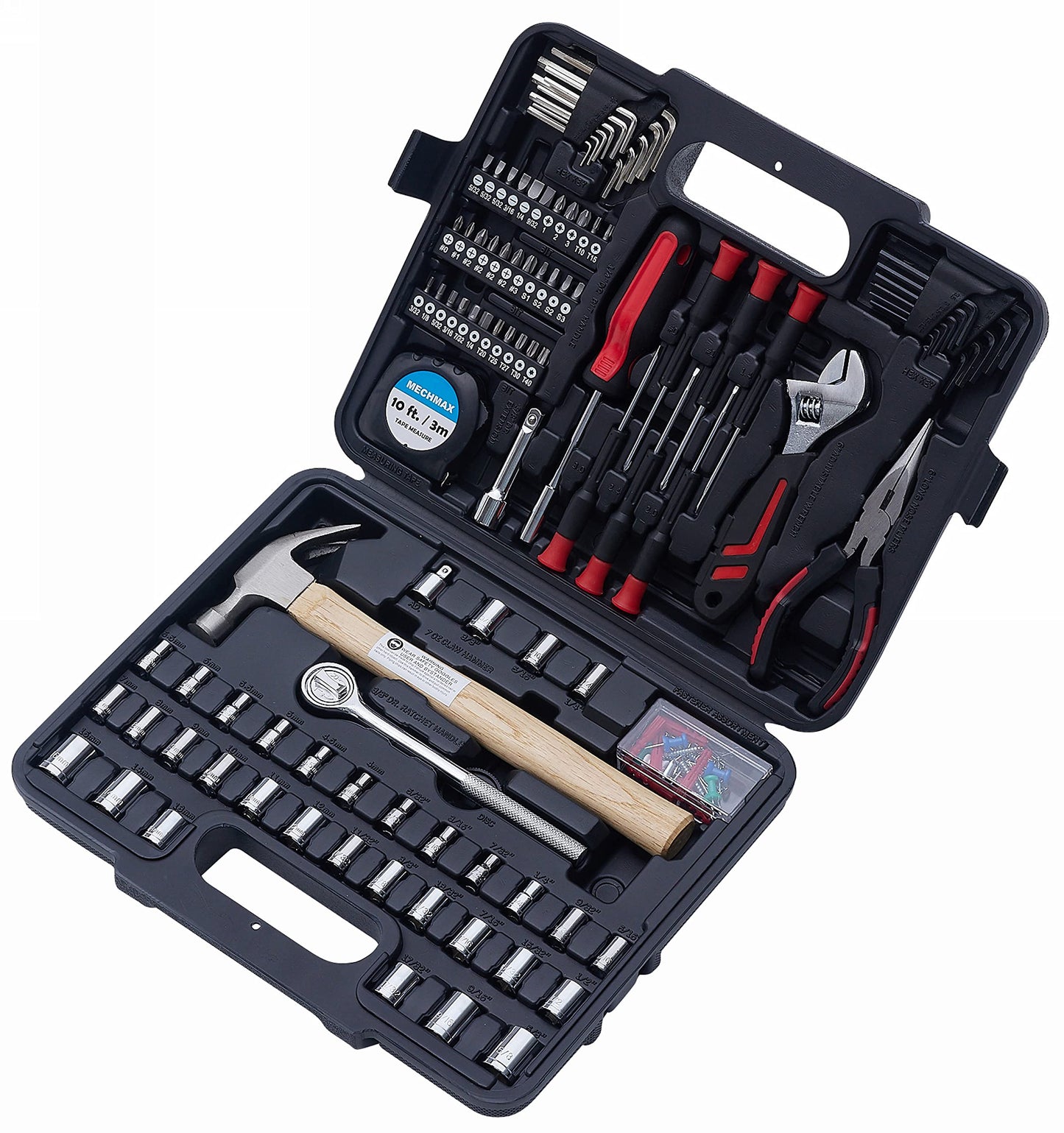 MECHMAX 149-Piece Tool Kit, Home & Auto Repair Hand Tool Set with Hammer, Socket Wrench, Pliers & Storage Case. Essential DIY Mechanics Set for Household, Apartment, Dorm & A Gift