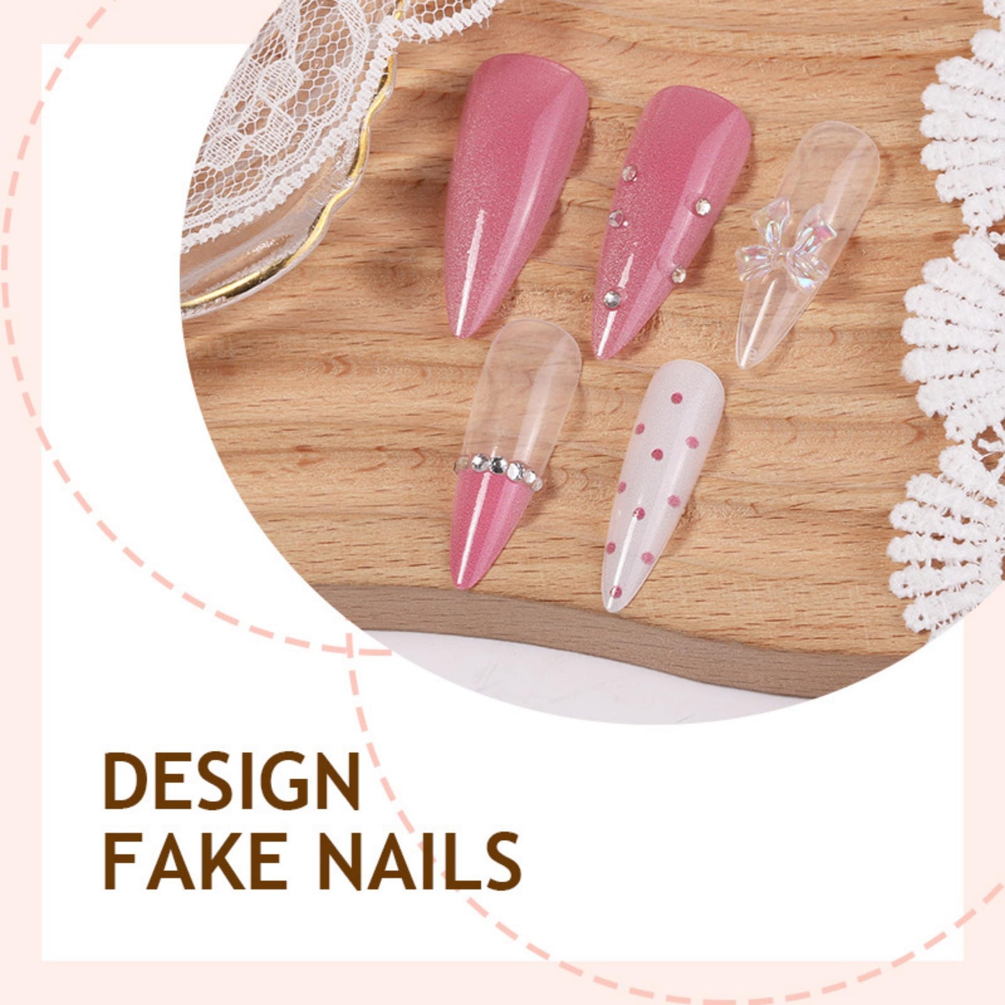 Almond Press on Nails Long Fake Nails Pink Acrylic Nail Press ons Seeneey 3D Bow Designs Sparkly Cat eyeStick on Nail for Women 24pcs