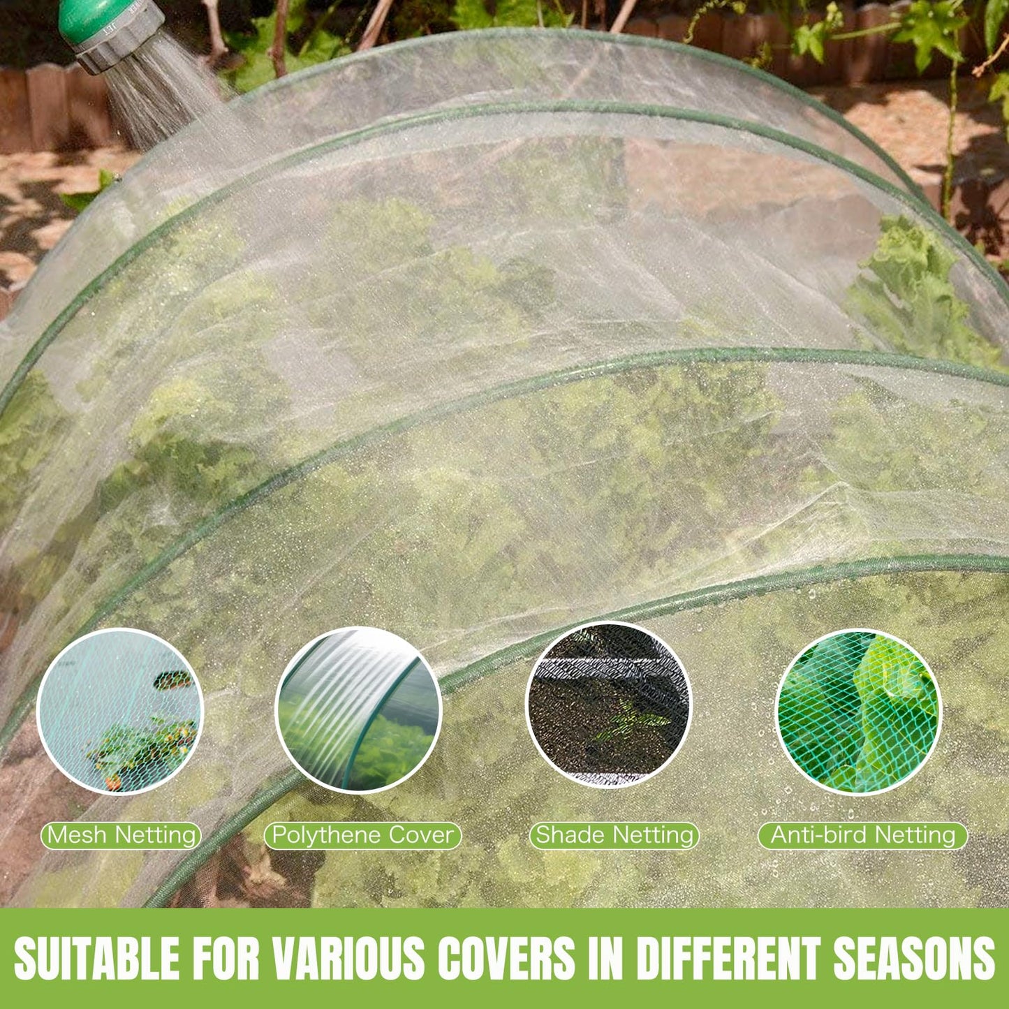 joyhalo 36pcs Garden Hoops for Raised Beds, Garden Mesh Netting Kit with 10x20 Ft Net, Bird & Cicada Netting for Trees, Garden Mesh Protection for Greenhouse, Vegetable, 18 Clips Included