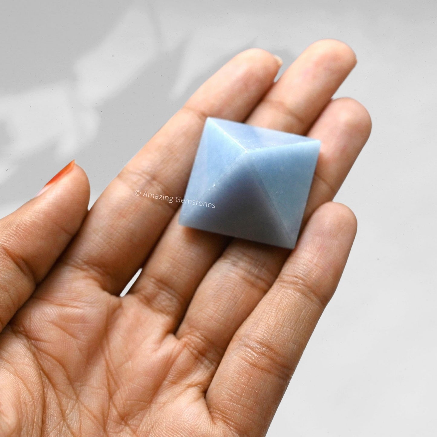 Amazing Gemstone Angelite Pyramid Crystal Healing Stones - 1" Great Pyramid Figurine of Natural Stone Pyramid for Meditation, Reiki, Chakra Balancing and Crystal Pyramids Grid