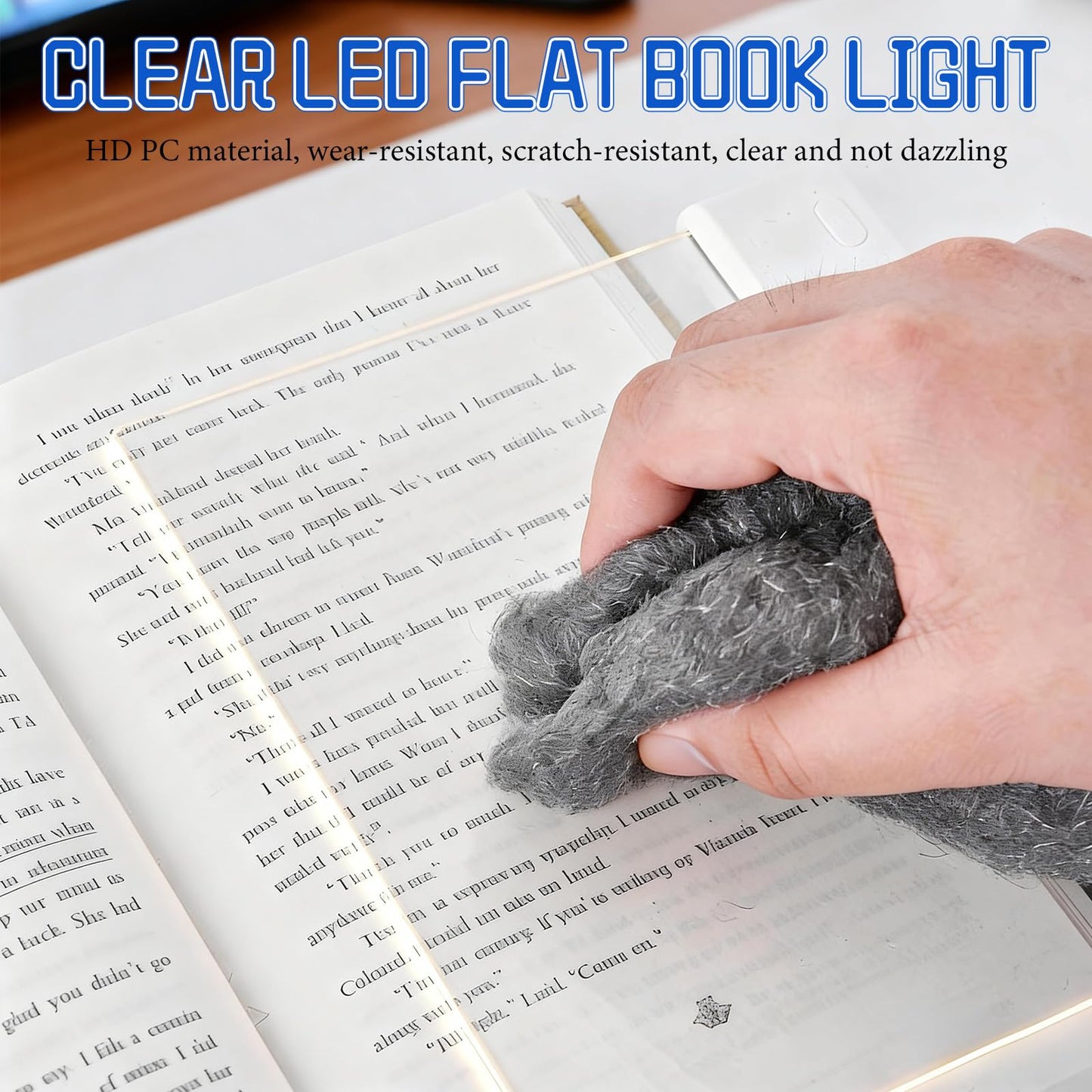 Book Light, Rechargeable Clear LED Flat Reading Light with 3 Colors & Timer, Dimmable Panel Plate Lamp Book Full Page Light for Reading in Bed at Night, for Women Readers Kids Book Lovers (White)