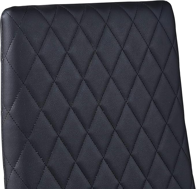 JT Modern Minimalist Dining Chair Fireproof Leather Sprayed Metal Pipe Diamond Grid Pattern Restaurant Home Conference Chair Set of 4 Or 6 (4, Black)