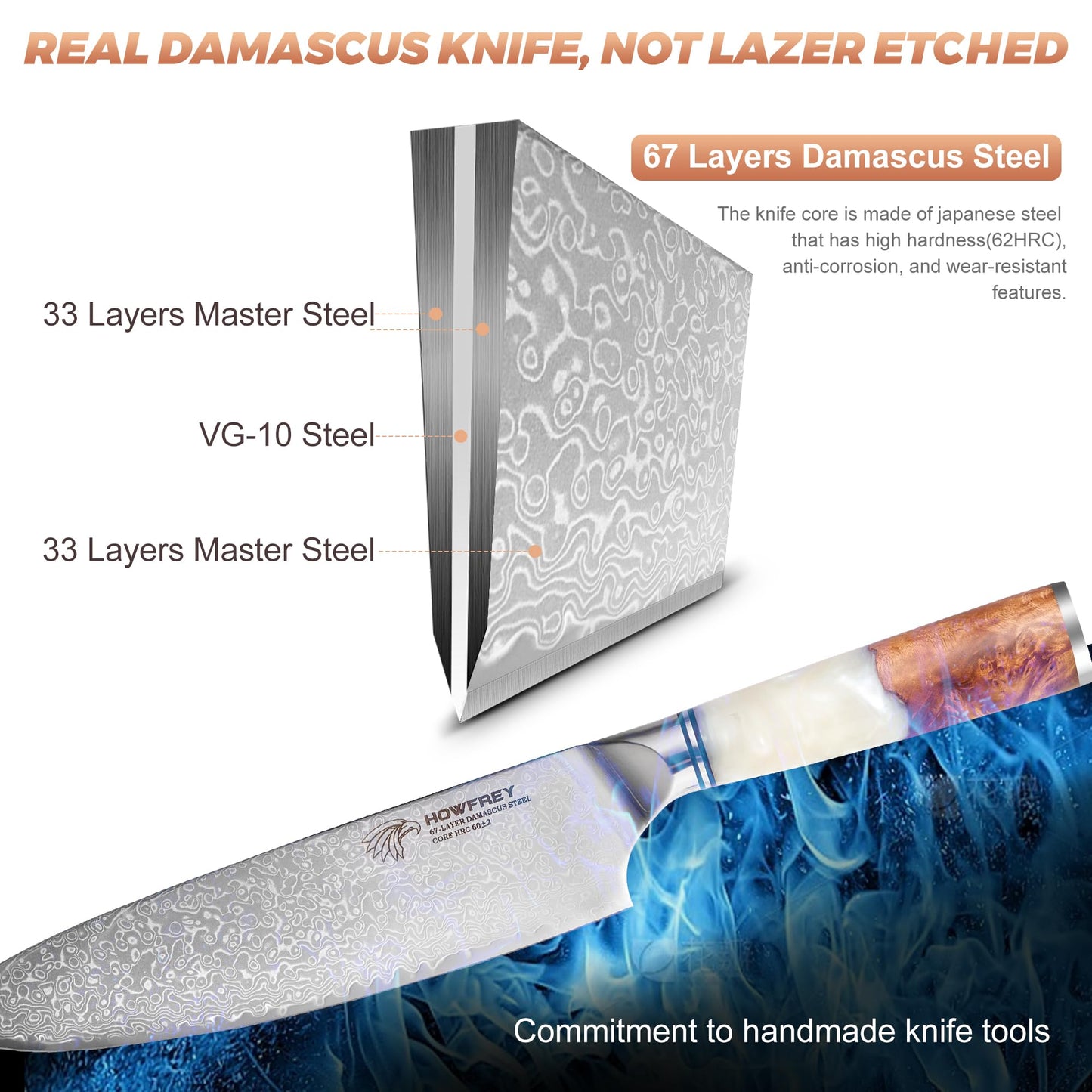 Damascus Chef Knife 8 Inch, 67-Layer Japanese Kitchen Knives Sharp VG-10 High Carbon Stainless Steel with Ergonomic Pakkawood Handles, Elegant Gift Box Packaging for Home and Kitchen
