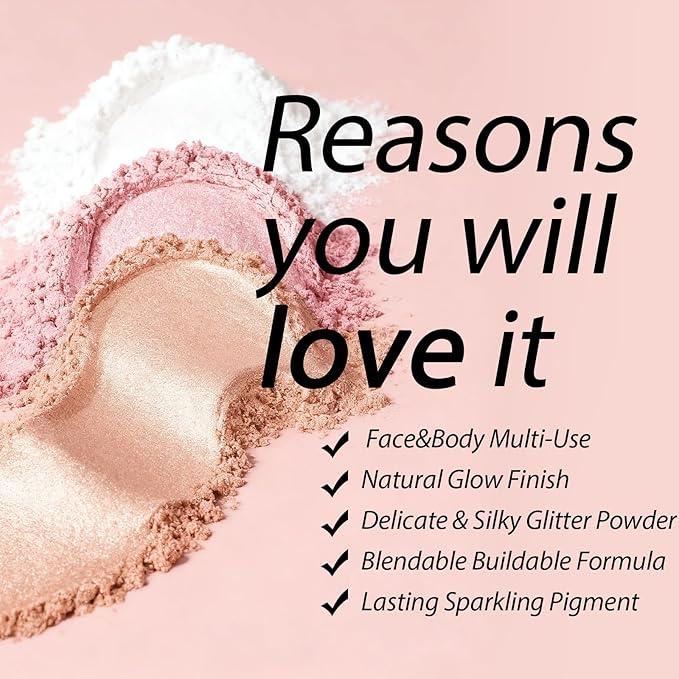 Highlighters Makeup Palettes,Face Glitter Glow Makeup Natural Glow Finish,Face Body Highlighters & Luminizers, Pearl Shimmer Highlighter Makeup Smooth Baked Powder,03-Pink Galaxy