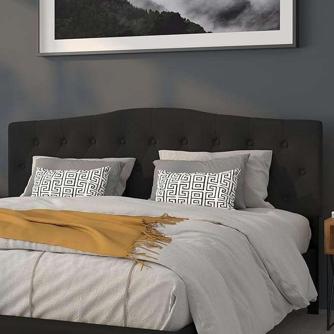 BizChair Tufted Upholstered King Size Headboard in Black Fabric