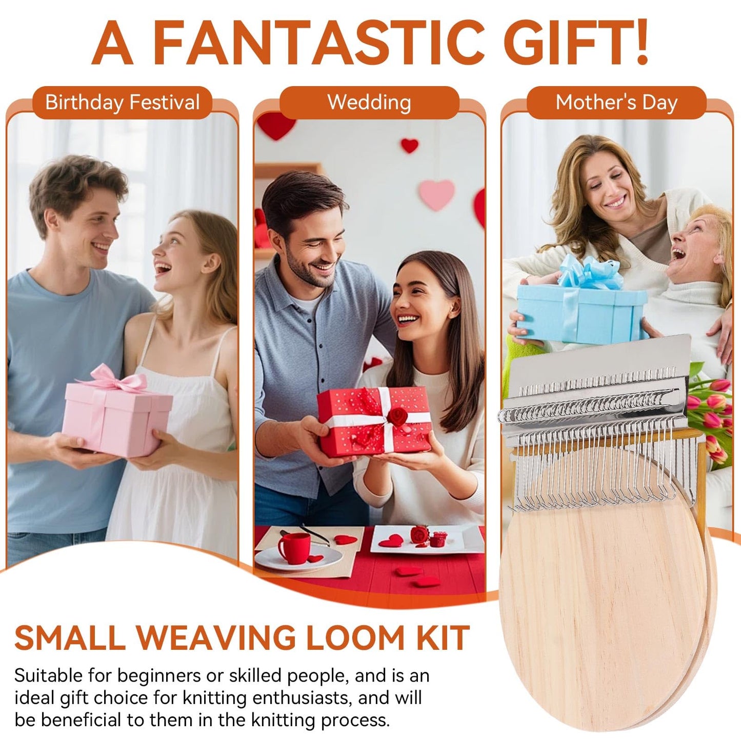 Small Weaving Loom, 28 Pins Darning Loom Mini Loom Machine Wooden Weaving Loom Kit Arts Darning Tool for Mending Jeans Socks Clothes