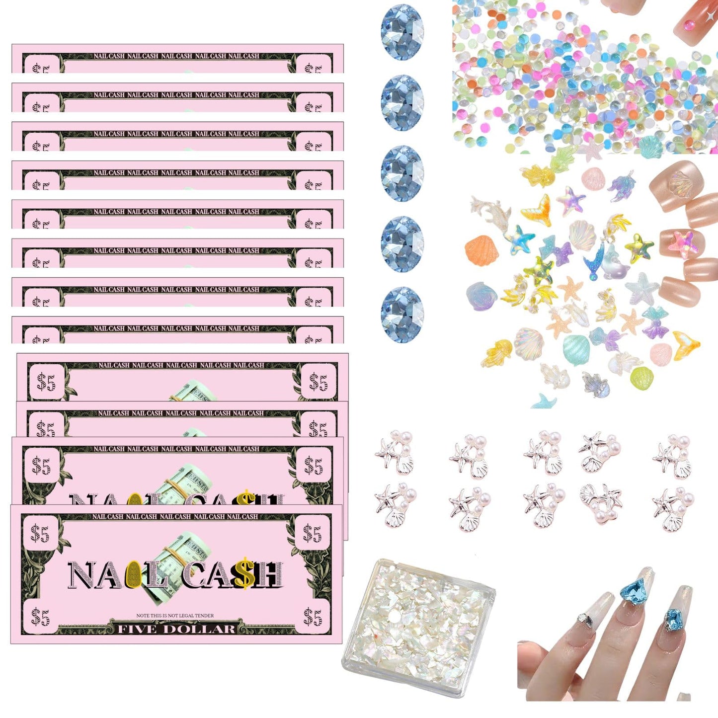 Nail Client Loyalty Reward Card + Ocean Nail Charm Bundle