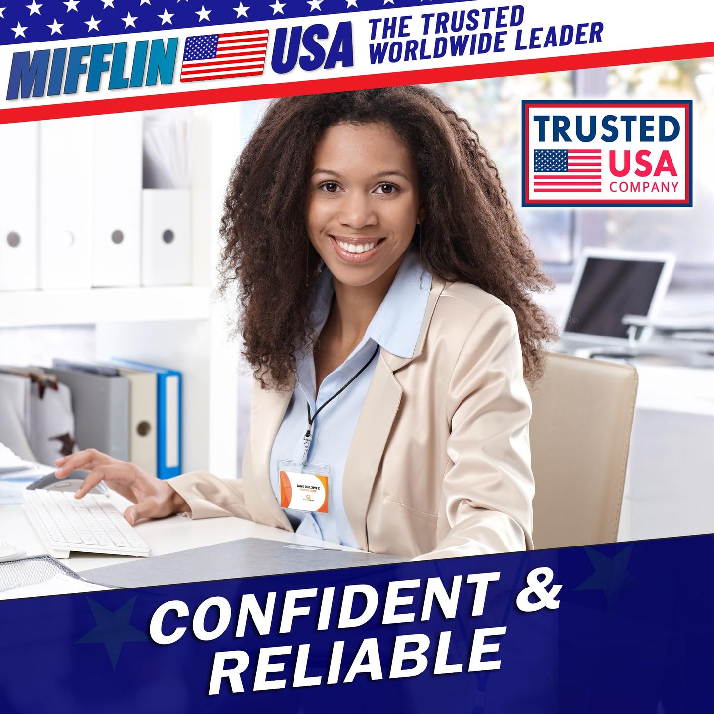Mifflin-USA Card Protector (4x3 Inch, Clear, Bulk 100 Pack) Quick Load Horizontal No Zipper Name ID Badge Holder