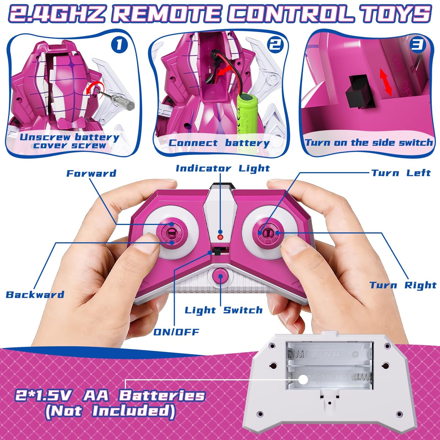 Agard Remote Control Spider Robot Toy - 2.4 GHZ RC Spider Toys, Realistic Remote Control Animal - Kids Easter Gifts Toys for 3 4 5 6 7 8 9 Year Old(Pink White)