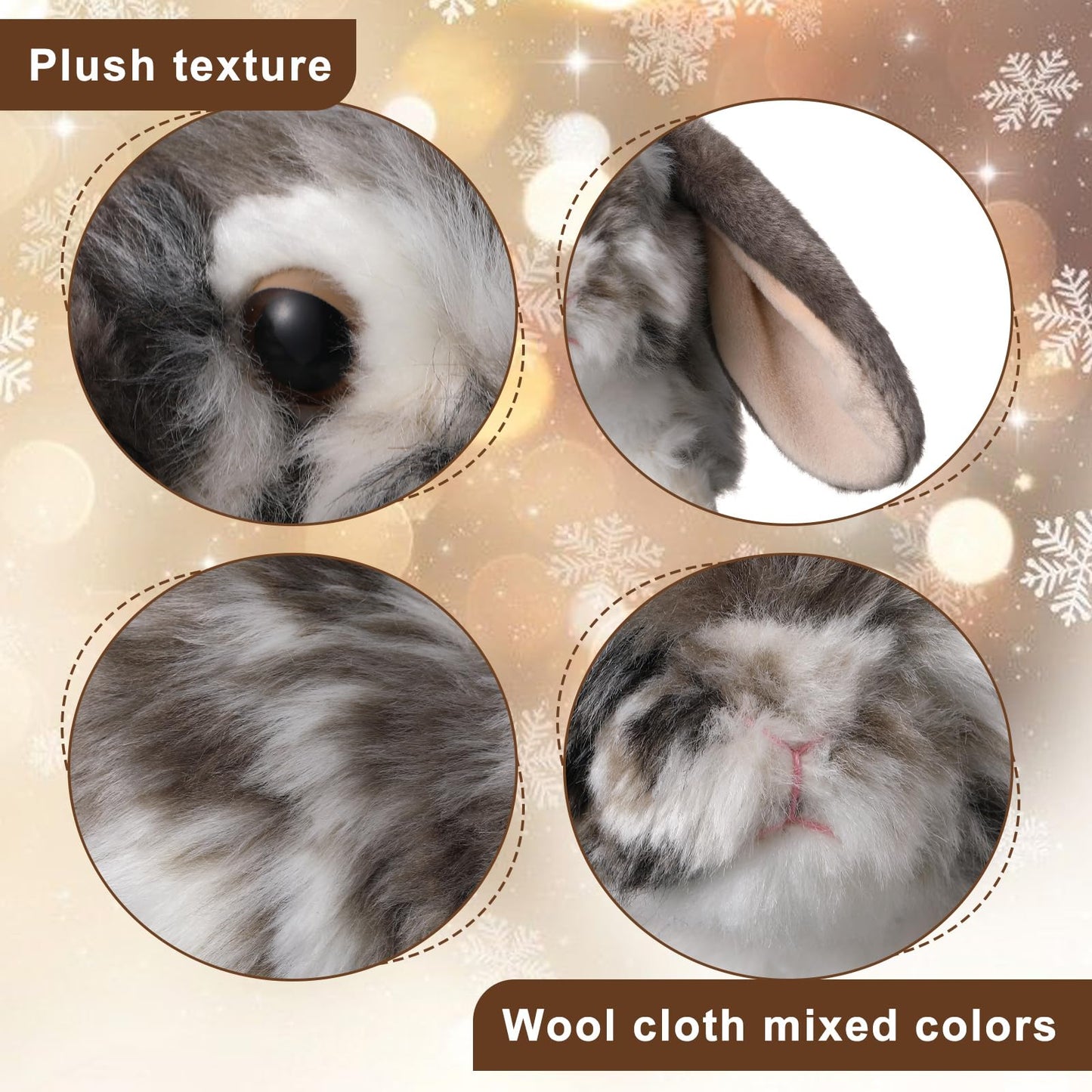 JolliLudo Eater Dutch Lop Eared Rabbit Ornament Cute Stuffed Animal Fluffy Rabbit Animal Realistic Bunny Cute Stuffed for Xmas Gift Friends 9.8 Inches(Soft,1 Pcs)
