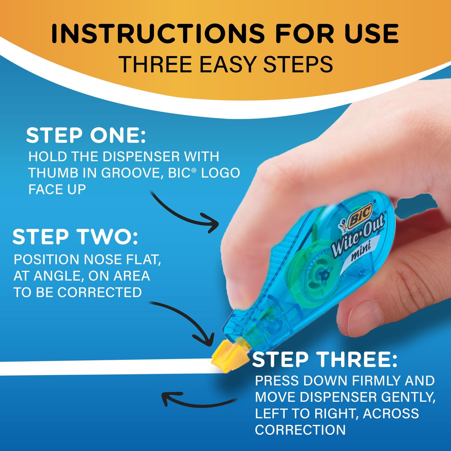 BIC Wite-Out Mini Correction Tape, White, No Dry Time, Long Lasting, 12-Count