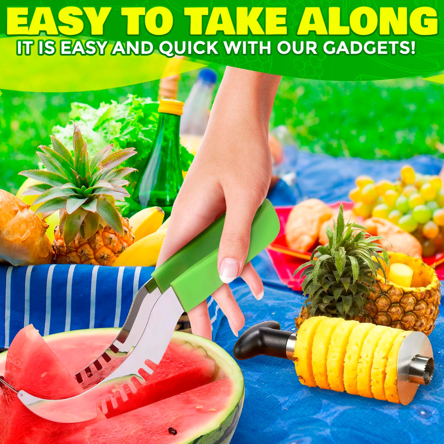 9 Pcs Pineapple Corer and Slicer Set – Sturdy, Sharp & Easy to Clean Pineapple Slicer Tool with Fruit Corer, Slicers and Peelers – Works for Apples, Melons, Avocados, Citrus, Berries, Bananas & More